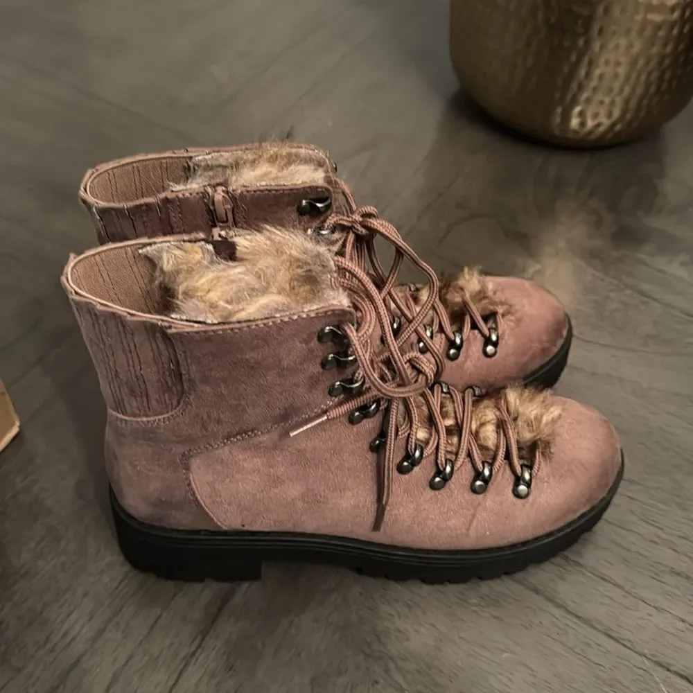 Journee Collection Womens Trail Faux Suede Lug Sole Hiking Boots